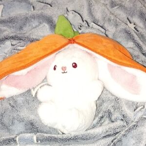 Cute White Plush Bunny with Orange Carrot Cover